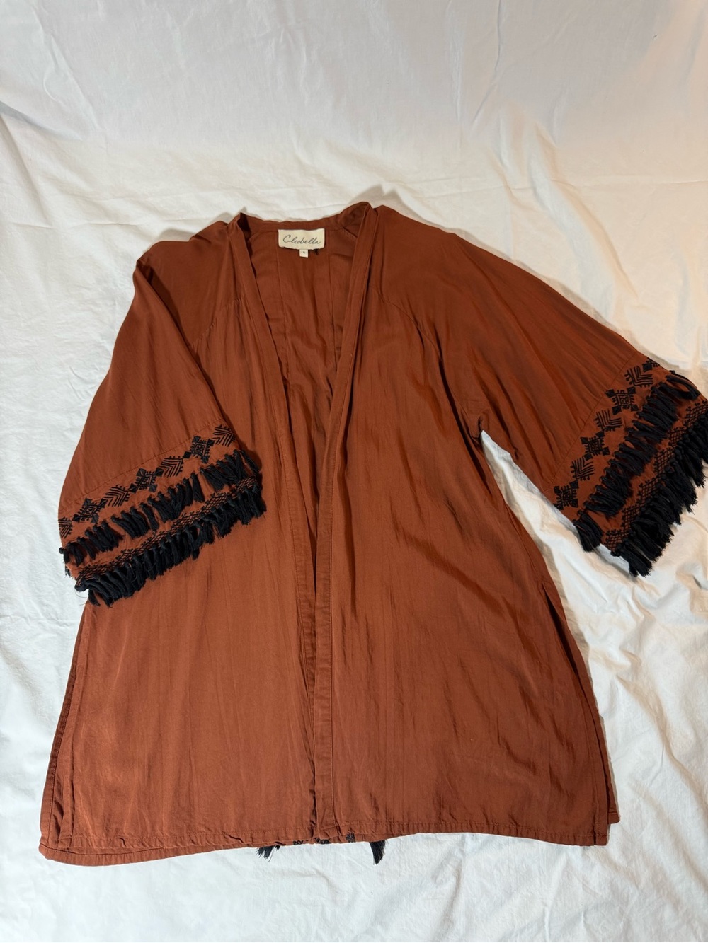 Cleobella Rust Open-Front Draped Kimono - Picture 1 of 10